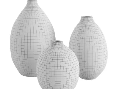 Golden Earth Vases Clay 3D model