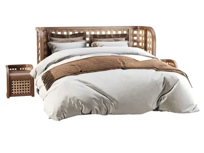 Sofia Rattan Double bed  3D model