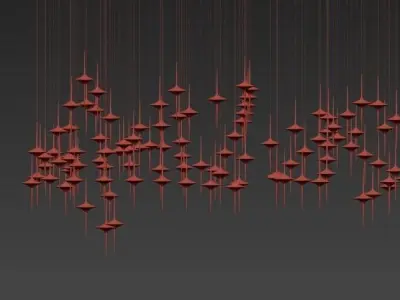 Rain black pendant lamp 3D model