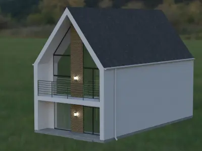 two-storey house Low-poly 3D model