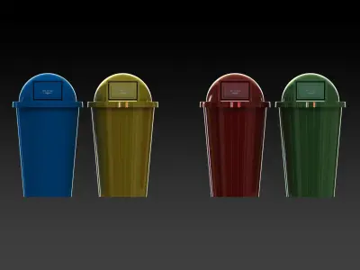 Plastic Trash Bin Set in Many Color 3D model
