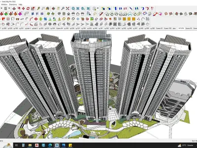 Modern shopping mall with hotel 3D model