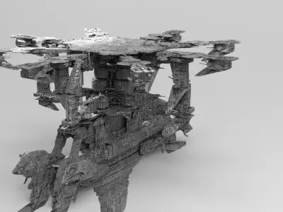 Alien Sci-fi base platforms  3D model