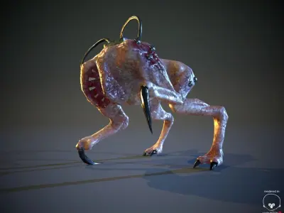 BioMech Alien Creature LowPoly Low-poly 3D model