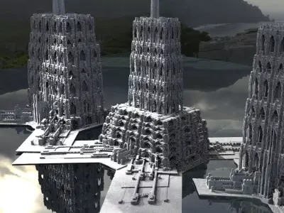 Fantasy gothic towers surreal Kitbash 3D model