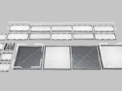 Stair Set of metal racks Low-poly 3D model