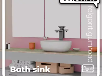 Bath Sink Wall Low-poly 3D model
