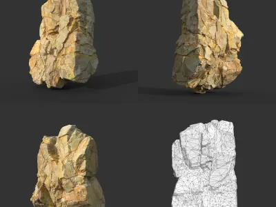 Low poly Yellow Modular Rock 230702 Low-poly 3D model