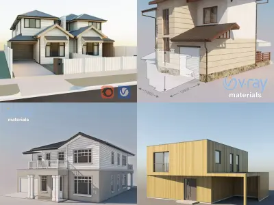 4 Private houses  3D Model Pack