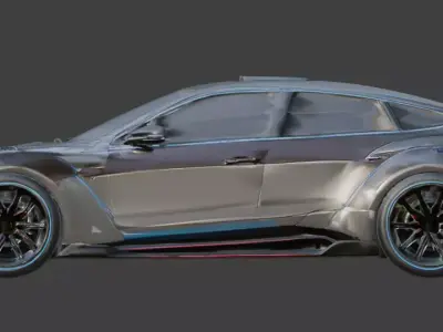 Cyber-Tuned Luxury Sedan 3D Model Low-poly 3D model