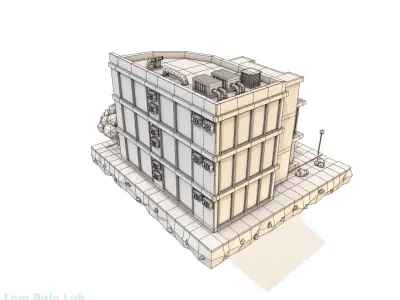 Cartoon City Hotel Low-poly 3D model