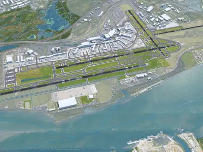 Philadelphia International Airport 10km Low-poly 3D model