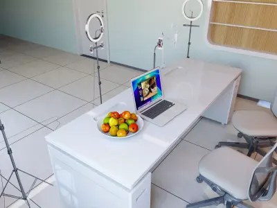 live broadcast room Agricultural Apple - Modern Exhibition Hall Low-poly 3D model