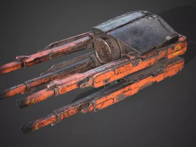 Sci-fi close combat gun turret  Low-poly 3D model