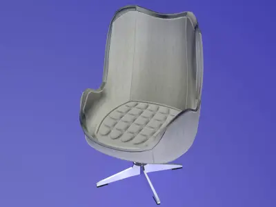 Egg chair white fabric 3D model