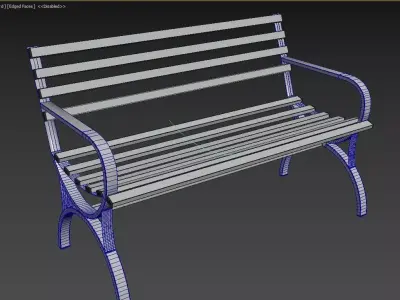 Red painted metal bench 3d model Low-poly 3D model