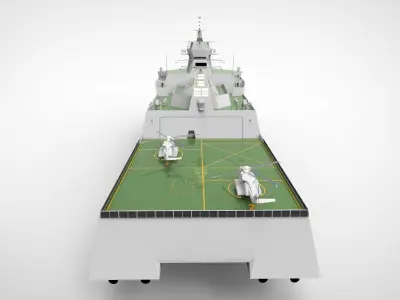 Catamaran destroyer ship 3D model