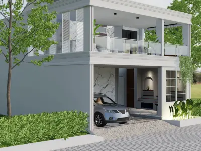 Scene Setting Enscape Exterior Facade Modern 3D model  3D model
