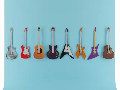 Guitars x8 Bundle Pack 3D model