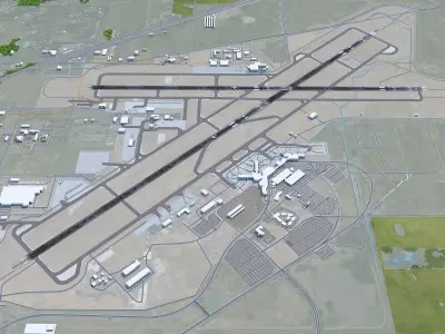 Spokane International Airport 10km Low-poly 3D model