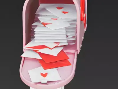 Overflowing Valentines Day Mailbox 3D Model Low-poly 3D model