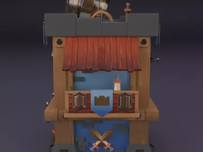 Clash of Clans Inspired Defense Tower High-Quality 3D Model 3D model