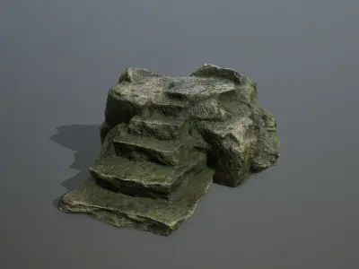 Altar Set rock with stairs Low-poly 3D model