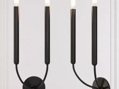 RH QUENOUILLES DOUBLE SCONCE Black 3D model