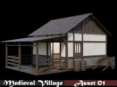 Medieval Village Collection 01 - 4K Textures Game Ready Low-poly 3D model