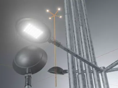 Street Light 4 Galvanized F4 M1 K0 10000mm  Low-poly 3D model