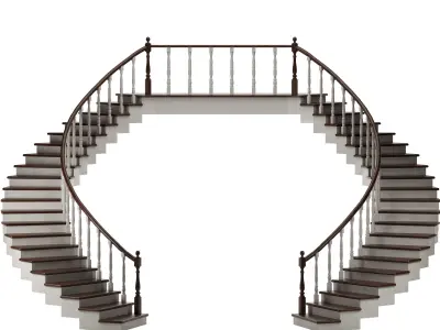 Double stairs Low-poly 3D model