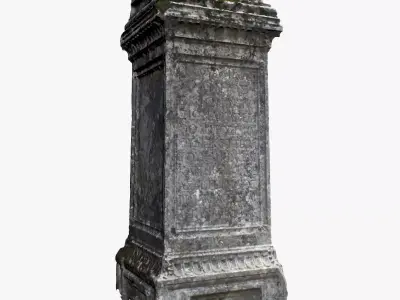 Tombstone old stone column Low-poly 3D model
