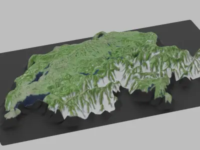 Switzerland Map Country Low-poly 3D model