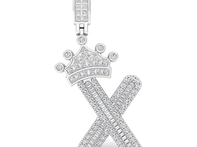 Crown Initial  X  Letter Pendant 3D print model