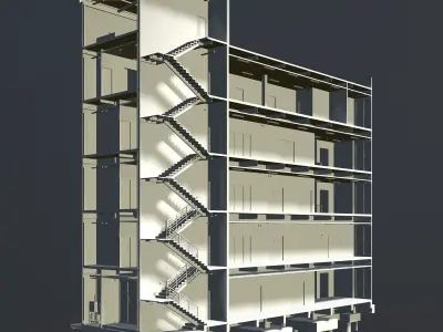 Building in section cut set 01 3D Model Pack
