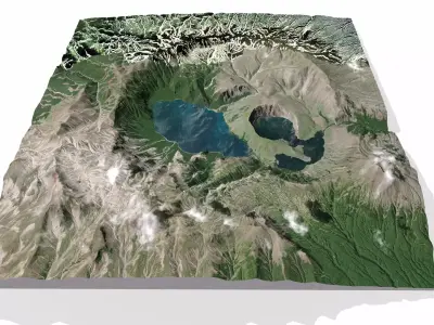 Ksudach volcanic massif Kamchatka 3D model