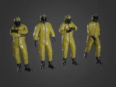 Man in BioSuit with Poses Low-poly 3D model