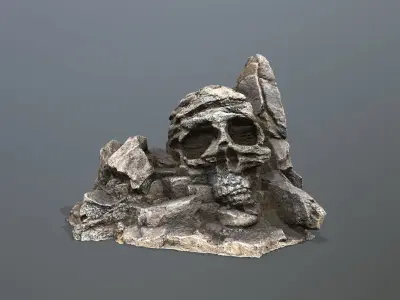Skull Rock Low-poly 3D model 2