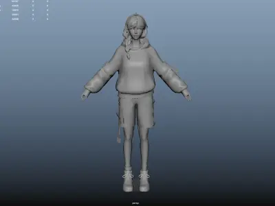 Fashion techwear young girl scifi future  Low-poly 3D model