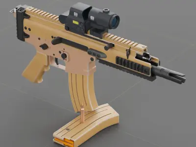 FN Scar 15P with Eotech Optics Low-poly 3D model