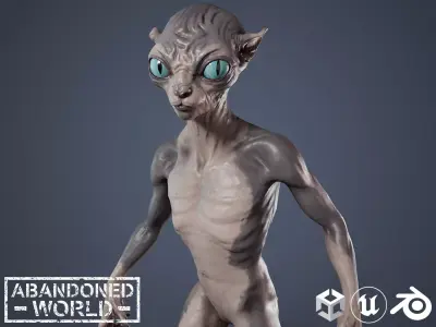Alien Cat Low-poly 3D model
