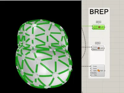 Parametric Nodes Generation Exoskeleton with GH Script Low-poly 3D model