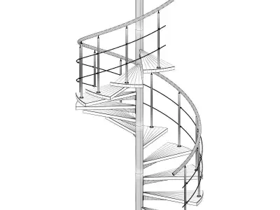 Wooden Spiral Stairs 3 3D model