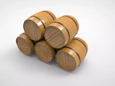 Wooden barrels 3D model