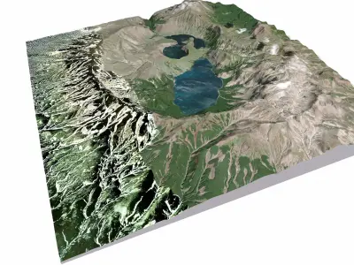 Ksudach volcanic massif Kamchatka 3D model