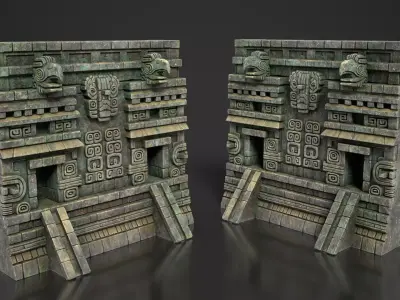 Mayan Temple Wall Modulars 07 250726 Low-poly 3D model