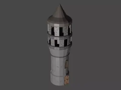 Medieval tower in Low poly style Low-poly 3D model