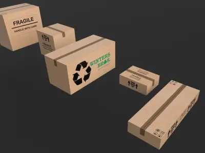 5 Pack of Low Poly Boxes Free low-poly 3D model