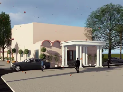 Community building with columns and pillars 3D model