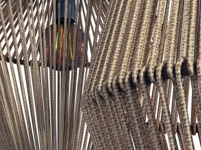 Lamp wood rattan wicker Cone 3D model